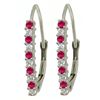 Image 1 : Genuine 0.35 ctw Ruby & Diamond Earrings Jewelry 14KT White Gold - REF-40N5R