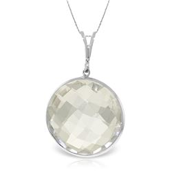 Genuine 18 ctw White Topaz Necklace Jewelry 14KT White Gold - REF-39T8A