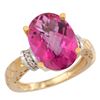Natural 5.53 ctw Pink-topaz & Diamond Engagement Ring 10K Yellow Gold - REF-44R6Z