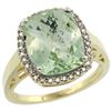 Image 1 : Natural 5.28 ctw Green-amethyst & Diamond Engagement Ring 10K Yellow Gold - REF-41F2N