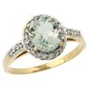 Image 1 : Natural 1.3 ctw Green-amethyst & Diamond Engagement Ring 14K Yellow Gold - REF-32W2K
