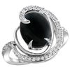 Natural 2.54 ctw onyx & Diamond Engagement Ring 14K White Gold - REF-65M8H