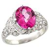 Natural 2.92 ctw pink-topaz & Diamond Engagement Ring 14K White Gold - REF-102M7H