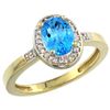 Natural 1.08 ctw Swiss-blue-topaz & Diamond Engagement Ring 10K Yellow Gold - REF-25F5N