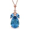Genuine 6.5 ctw Blue Topaz Necklace Jewelry 14KT Rose Gold - REF-38M2T