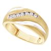 Image 1 : 0.25 CTW Mens Diamond Single Row Brushed Wedding Ring 14KT Yellow Gold - REF-30Y2X