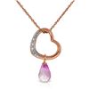 Genuine 2.28 ctw Pink Topaz & Diamond Necklace Jewelry 14KT Rose Gold - REF-40T7A