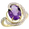 Image 1 : Natural 6.53 ctw amethyst & Diamond Engagement Ring 14K Yellow Gold - REF-72H8W