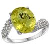 Image 1 : Natural 6.45 ctw lemon-quartz & Diamond Engagement Ring 14K White Gold - REF-52G2M