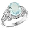 Natural 2.62 ctw aquamarine & Diamond Engagement Ring 14K White Gold - REF-112K5R