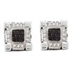 0.28 CTW Mens Diamond 3D Cube Square Cluster Stud Earrings 10KT White Gold - REF-26X9Y