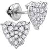 0.75 CTW Diamond Heart Stud Earrings 10KT White Gold - REF-49H5M