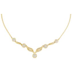 1 CTW Princess Diamond Soleil Cluster Luxury 18" Necklace 14KT Yellow Gold - REF-127X4Y