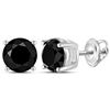 Image 1 : 3 CTW Black Color Diamond Solitaire Stud Earrings 10KT White Gold - REF-48Y7X
