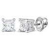 Image 1 : 0.90 CTW Princess Diamond Solitaire Stud Earrings 14KT White Gold - REF-127X4Y
