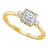 Image 1 : 0.25 CTW Princess Diamond Solitaire Bridal Engagement Ring 14KT Yellow Gold - REF-37W5K