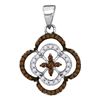 Image 1 : 0.25 CTW Cognac-brown Color Diamond Cluster Pendant 10KT White Gold - REF-13X4Y