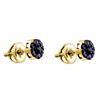 Image 1 : 0.40 CTW Black Color Diamond Flower Cluster Screwback Earrings 10KT Yellow Gold - REF-14W9K