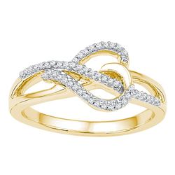 0.16 CTW Diamond Heart Infinity Ring 10KT Yellow Gold - REF-20X9Y