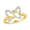 Image 1 : 0.15 CTW Diamond Butterfly Bug Daily-wear Right-hand Ring 10KT Yellow Gold - REF-18M2H