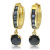 Genuine 3.3 ctw Sapphire Earrings Jewelry 14KT Yellow Gold - REF-59M2T