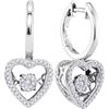 0.27 CTW Diamond Heart Moving Twinkle Dangle Earrings 10KT White Gold - REF-41Y9X