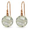 Genuine 12 ctw Green Amethyst Earrings Jewelry 14KT Rose Gold - REF-24H4X