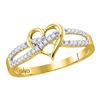 0.15 CTW Diamond Woven Heart Love Ring 10KT Yellow Gold - REF-14K9W