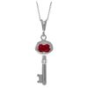 Genuine 0.50 ctw Ruby Necklace Jewelry 14KT White Gold - REF-34A3K
