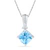 Image 1 : 2.42 CTW Princess Created Blue Topaz Solitaire Pendant 10KT White Gold - REF-18X2Y