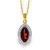 Genuine 2.15 ctw Garnet & Diamond Necklace Jewelry 14KT Yellow Gold - REF-62A3K