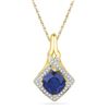1.6 CTW Created Blue Sapphire Solitaire Pendant 10KT Yellow Gold - REF-14H9M
