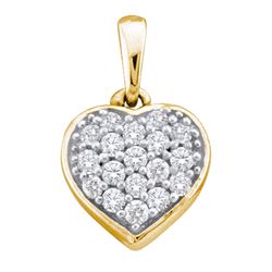 0.10 CTW Diamond Small Heart Cluster Pendant 14KT Yellow Gold - REF-10Y5X