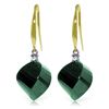 Genuine 30.6 ctw Green Sapphire Corundum & Diamond Earrings Jewelry 14KT Yellow Gold - REF-51K9V