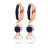 Genuine 6.65 ctw Sapphire & Pearl Earrings Jewelry 14KT Rose Gold - REF-56W2Y