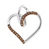 0.15 CTW Cognac-brown Color Diamond Heart Love Pendant 10KT White Gold - REF-11N2F