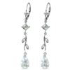 Genuine 3.97 ctw Aquamarine & Diamond Earrings Jewelry 14KT White Gold - REF-56M4T