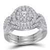 1.24 CTW Diamond Halo Bridal Engagement Ring 14KT White Gold - REF-134X9Y