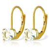 Genuine 1.20 ctw Aquamarine Earrings Jewelry 14KT Yellow Gold - REF-27M4T
