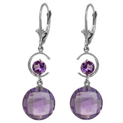 Genuine 11.60 ctw Amethyst Earrings Jewelry 14KT White Gold - REF-47V5W