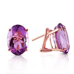 Genuine 15.1 ctw Amethyst Earrings Jewelry 14KT Rose Gold - REF-59M6T