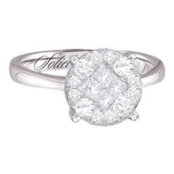 1.01 CTW Diamond Soleil Cluster Bridal Engagement Ring 14KT White Gold - REF-119M9H