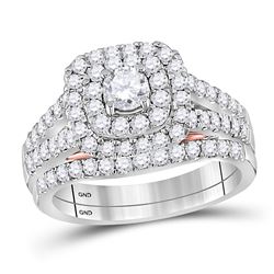 1.26 CTW Diamond Bellissimo Double Square Halo Bridal Ring 14KT White Gold - REF-172H4M