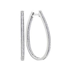 0.50 CTW Diamond Hoop Earrings 10KT White Gold - REF-48Y7X