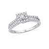 0.50 CTW Diamond Square-shape Halo Bridal Engagement Ring 10KT White Gold - REF-44M9H