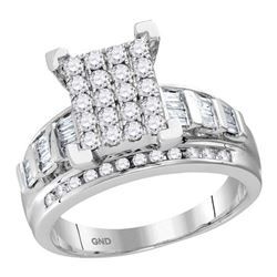 0.50 CTW Diamond Cluster Bridal Engagement Ring 10KT White Gold - REF-41W2K