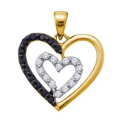 0.54 CTW Black Color Diamond Heart Love Pendant 14KT Yellow Gold - REF-34F4N