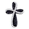 0.95 CTW Black Diamond Cross Crucifix Charm Pendant 10KT White Gold - REF-47N9F