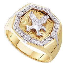 0.25 CTW Mens Diamond Eagle Cluster Ring 10KT Yellow Gold - REF-26Y3X