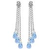 Genuine 10.53 ctw Blue Topaz & Diamond Earrings Jewelry 14KT White Gold - REF-34X7M